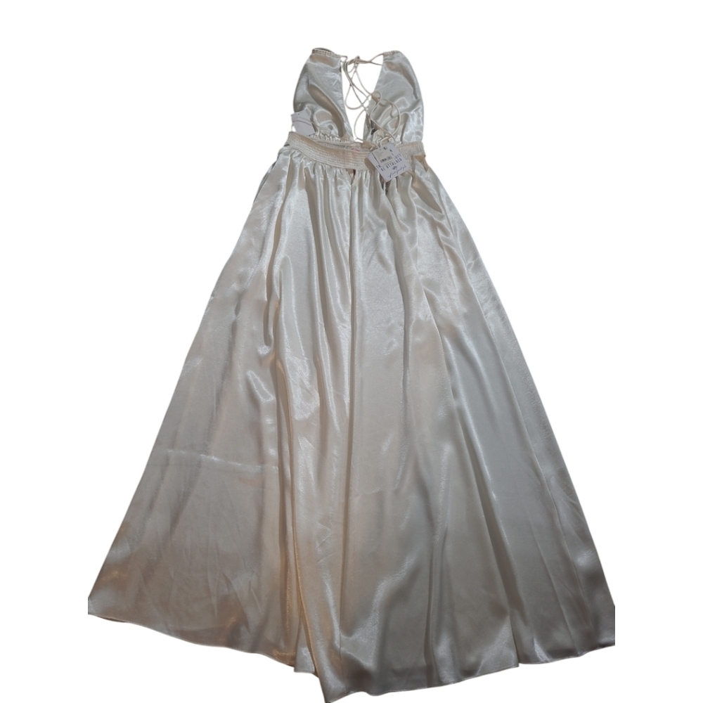 NWT Free People Ivory Silky Cocktail Maxi Sz L - Picture 8 of 13